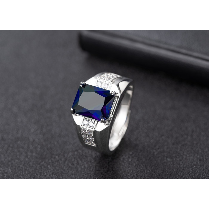 Cincin Berlian sapphire Warna Hijau Gaya Eropa Dan Amerika Untuk Pria