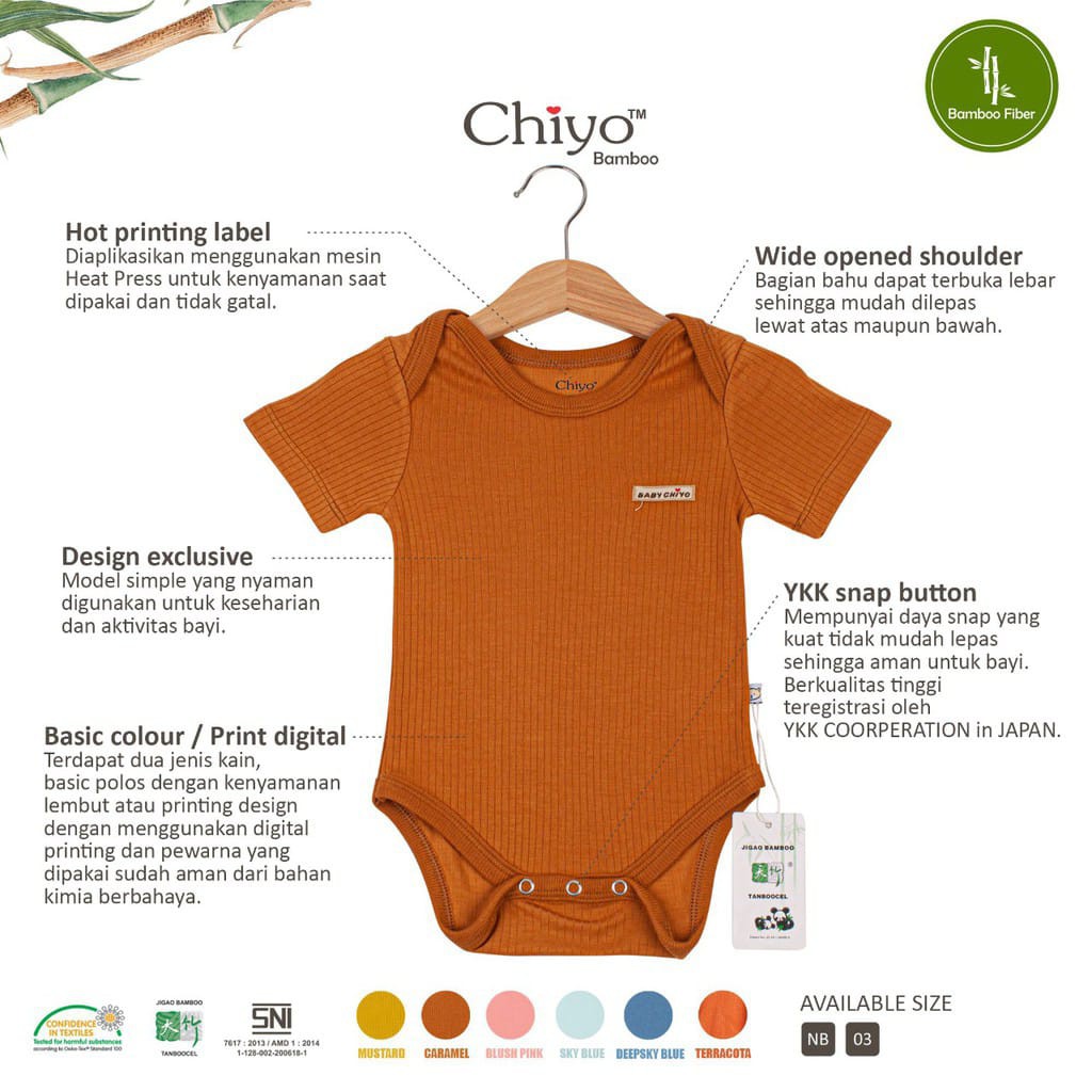 CHIYO BAMBOO Jumpsuit Pendek - Jumper Segitiga Size 0-3 Bulan