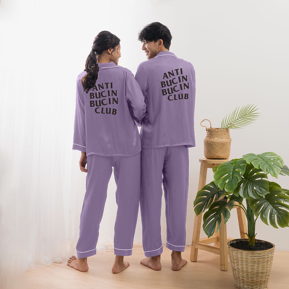 Zavyn Piyama Satin Couple Long Slevee Anti Bucin Bucin Club
