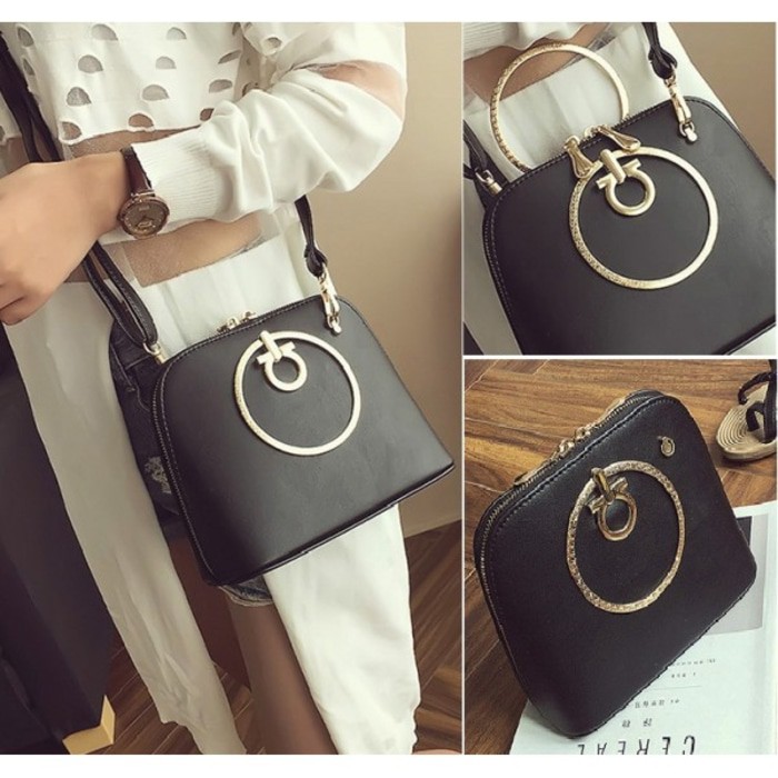 TAS SATCHELS HITAM SELEMPANG KECIL WANITA IMPORT KULIT TAIGA BAGUS VNC