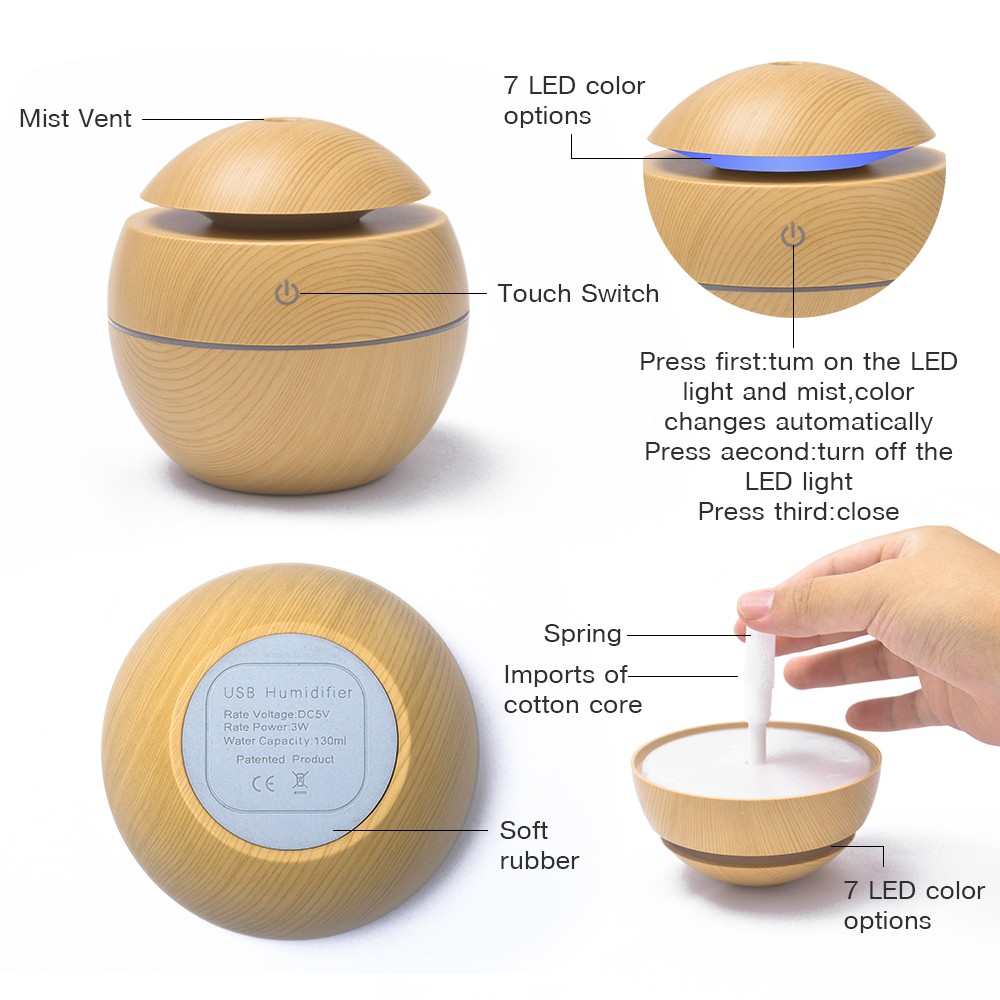 Taffware Aromatherapy Air Humidifier Desain Kayu