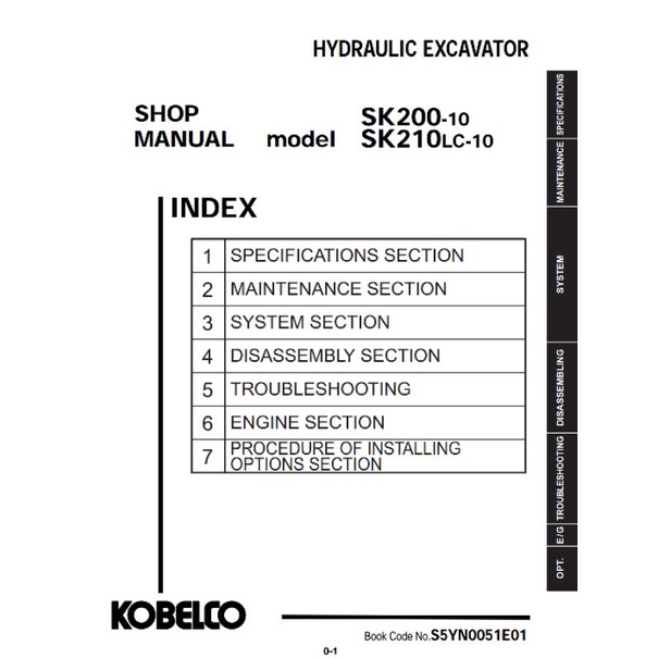 

shop manual excavator kobelco sk 200-10