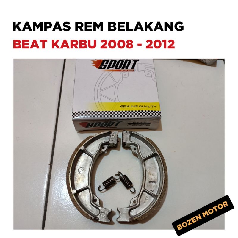 Kampas Rem Belakang Beat Karbu Lama / 2008 2009 2010 2011 2012 / Pirodo Firodo / Premium Tromol