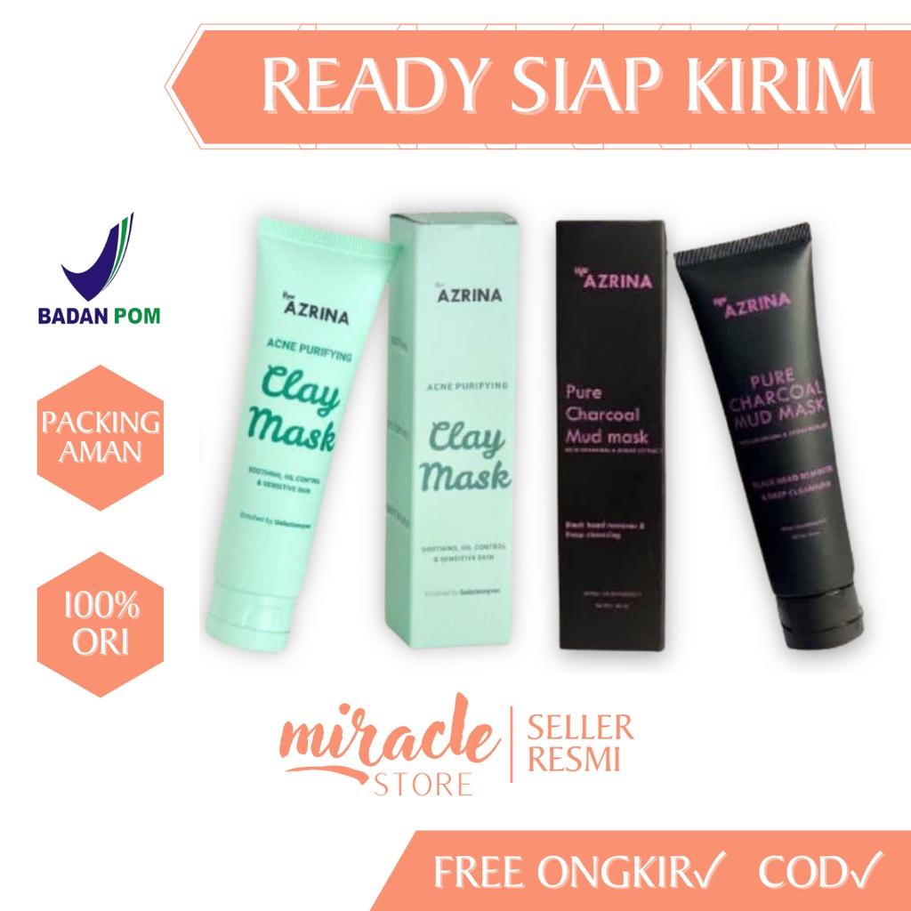 READY SIAP KIRIM!AZRINA PURE CHARCOAL MASK 50 ML| AZRINA ACNE PURIFYING CLAY MASK 50ML MASKER CHARCOAL AZRINA MUD MASK CHARCOAL CLAY MASK AZRINA ACNE MASK PERAWATAN MASKER WAJAH AMAN BPOM PERAWATAN KULIT BERJERAWAT BERKOMEDO PENGANGKAT PENGHILANG JERAWATK