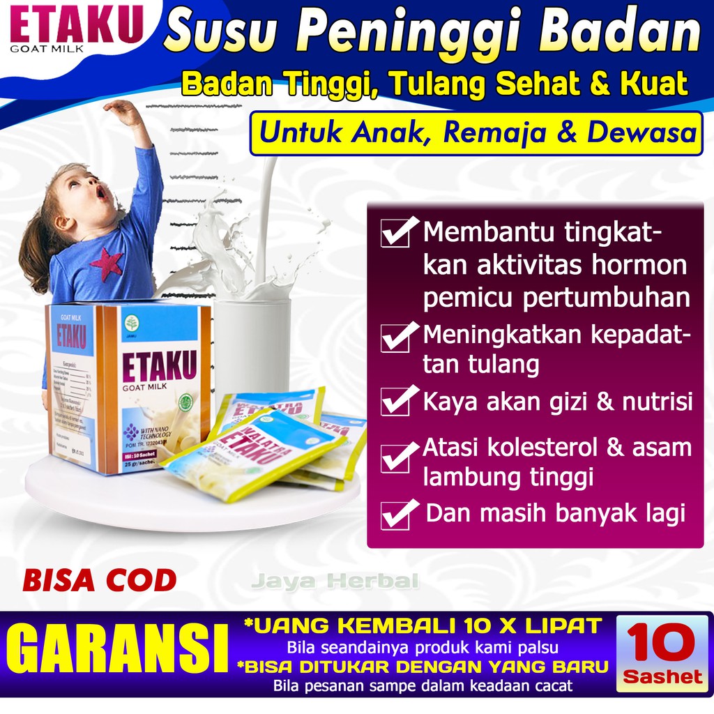 Obat Tinggi Badan Sehat Tulang Kuat Tubuh Berisi Etaku Goat Milk Susu Peninggi Badan Anak Remaja Shopee Indonesia