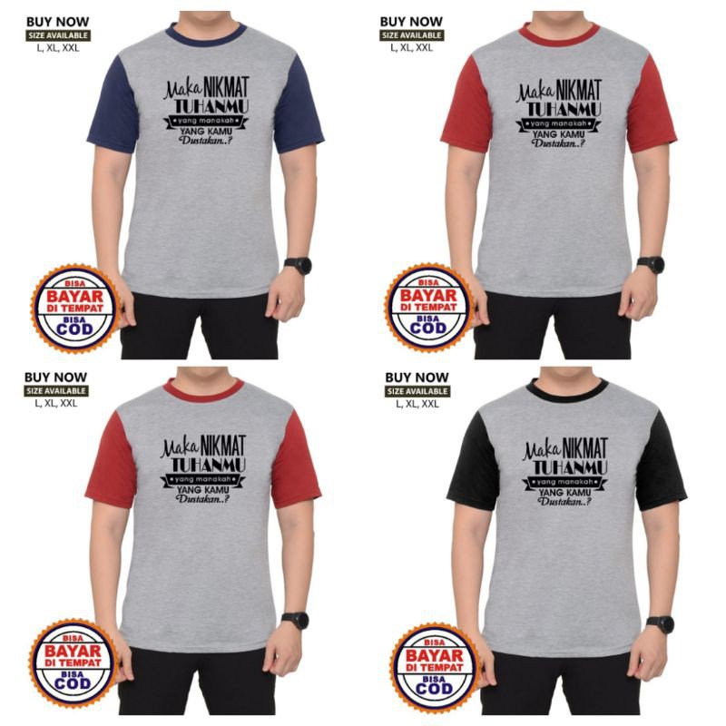 KAOS REGLAN / RAGLAN PRIA / DISTRO ISLAMI / KAOS DAKWAH / PAKAIAN PRIA MURAH / KOMBI NIKMAT TUHANMU