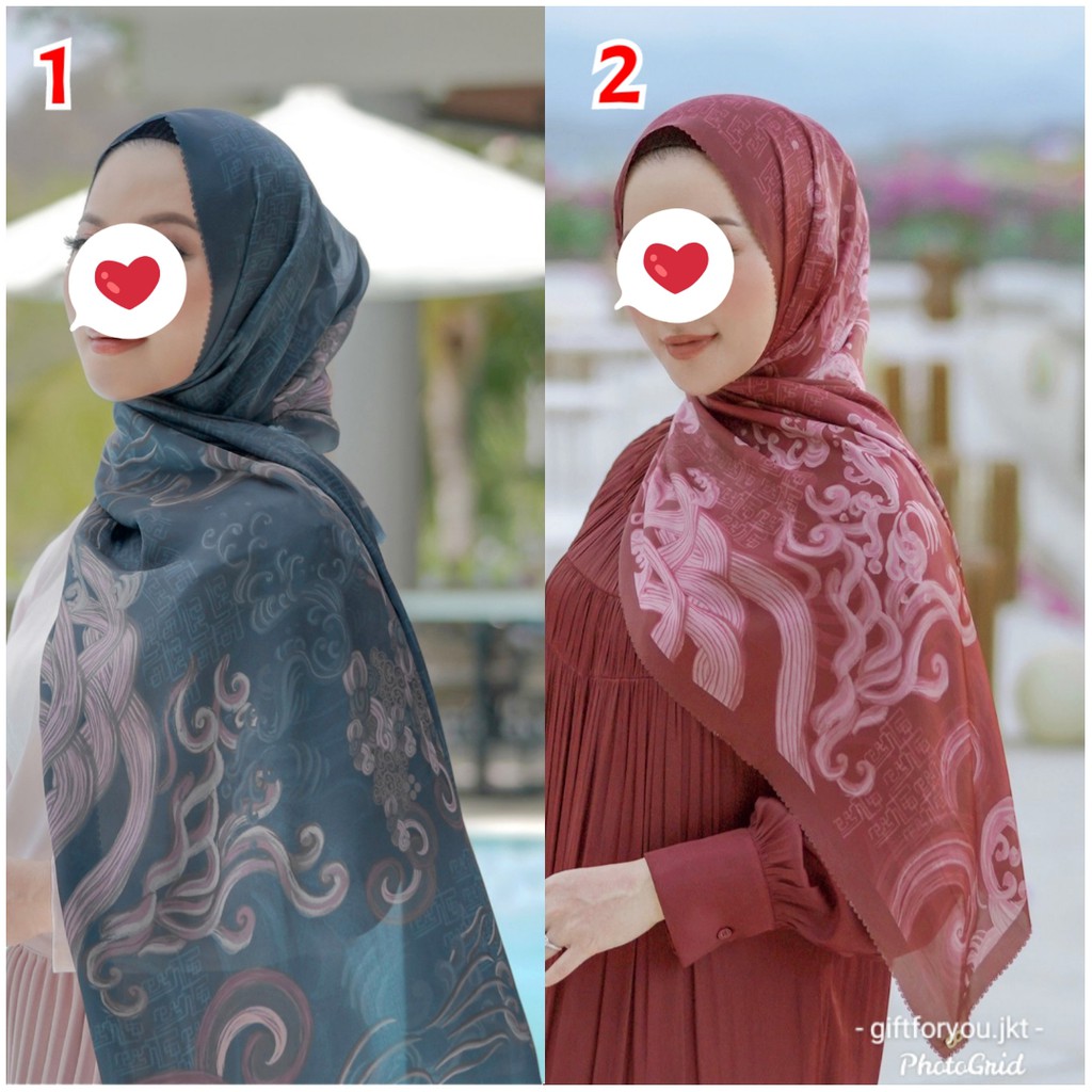 Buttonscarves The Wave Satin Shawl Hijab Button Scarves Jilbab Premium Kerudung Maroon Original