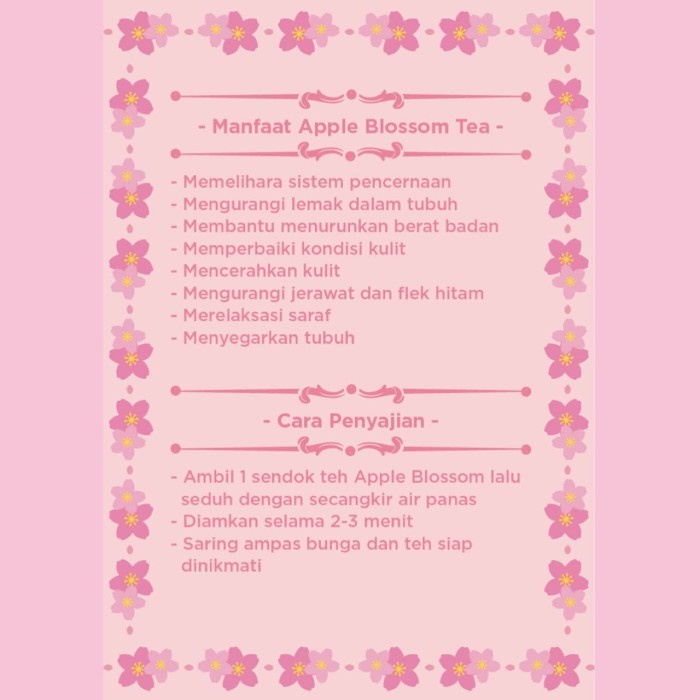 

Teh-Daun- Apple Blossom Tea Sachet 10Gr - 5Gr -Daun-Teh 800 Teh-Makanan-Minuman