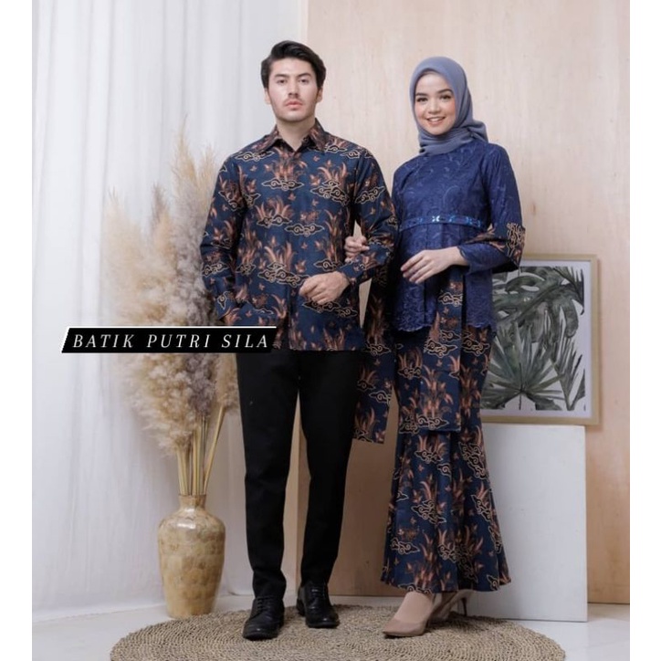 NEW COUPLE KEBAYA BATIK MODERN/COUPLE KEBAYA TUNANGAN DAN KONDANGAN-COUPLE PEYET BINTANG[FREE SELENDANG]-2