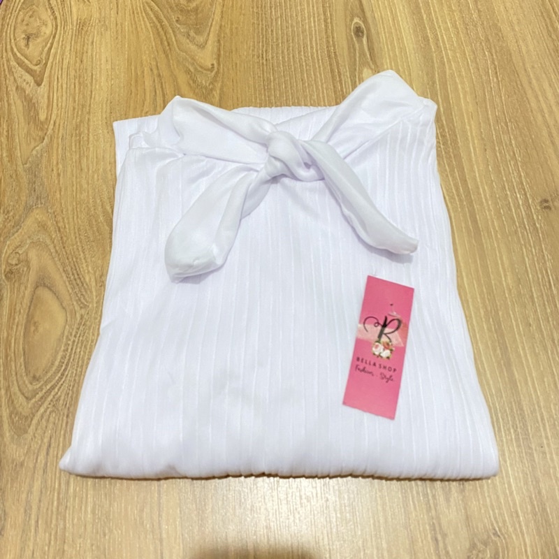 GAMIS PLISKET PITA MAYUNG JUMBO/ GAUDI  LONG DRESS PLISKET/ GAMIS DASI-Putih