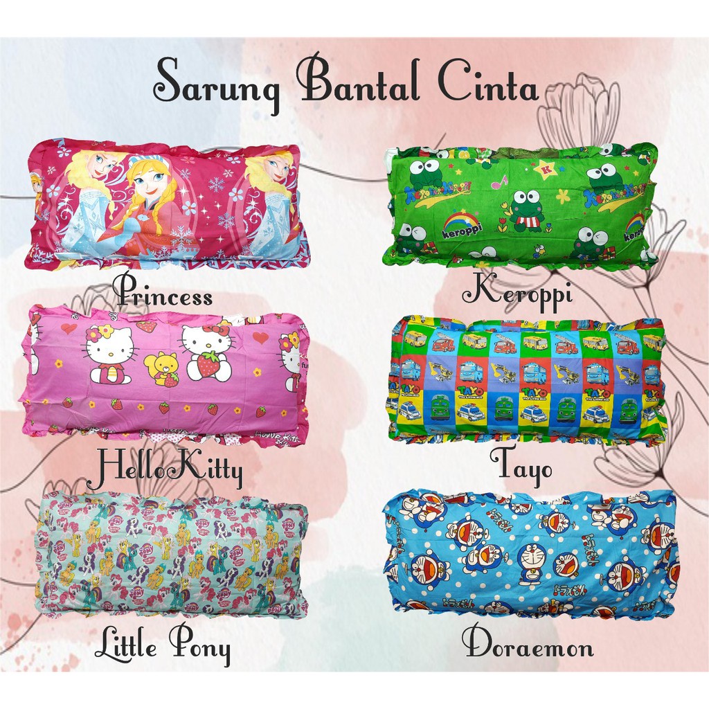 Sarung Bantal - Sarung Bantal Cinta SARUNG BANTAL CINTA 50x100 UKURAN JUMBO Premium Sarung Bantal motif karakter bisa cod