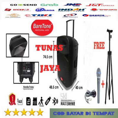 Speaker Portable Amplifier Wireless BareTone MAX15MHWR ORIGINAL GARANSI RESMI   max 15mhwr 15 mhwr- 15 inch free stand speaker dan 3 microphone