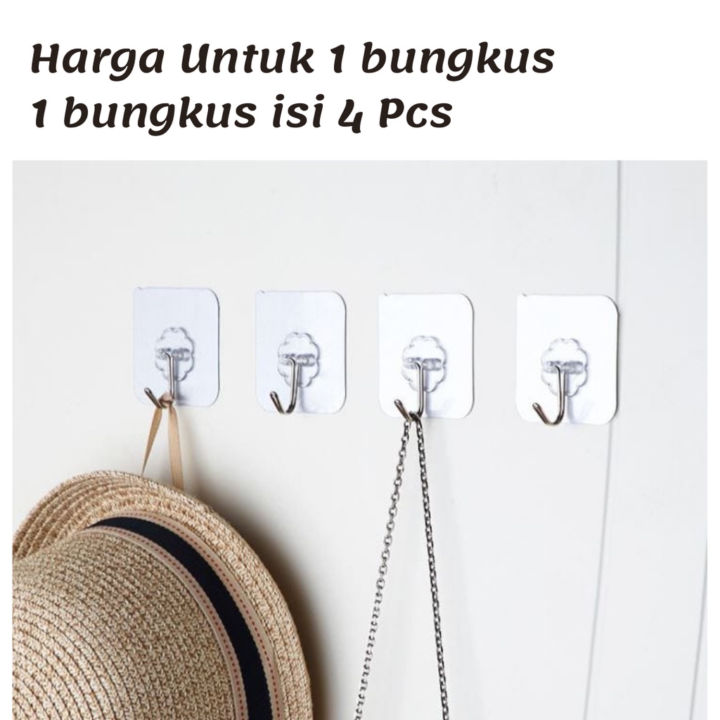 Gantungan Hook Magic Tempel Hook Ajaib Aksesori Kamar Mandi Kait Dipasang Dinding Bebas Paku-BKS