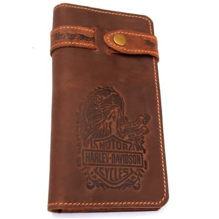 Dompet panjang pria dompet  Kulit Pria Harley Davidson Elang Cokelat Free Rantai Kulit