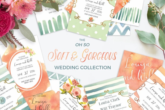 Soft Wedding Watercolor Invitation Big Set - Photoshop