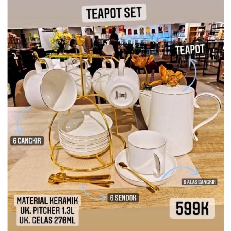 TEA POT SEAT Appetite INFORMA CANGKIR GELAS TAMU SET PUTIH