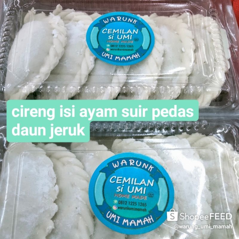 

cireng isi ayam suwir pedas merecon daun jeruk ukuran besar isi 12pcs