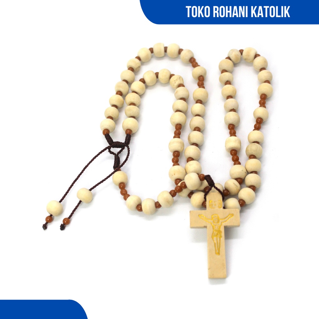 ROSARIO KALUNG (MANIK KAYU) / KALUNG ROSARIO KATOLIK / KALUNG SALIB / ROSARIO BULIR KAYU