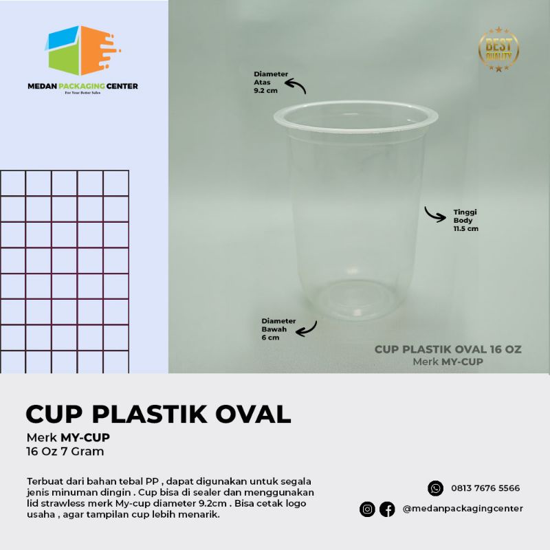 Cup Plastik PP Oval 16oz 7gr My CUP / Cup plastik Oval