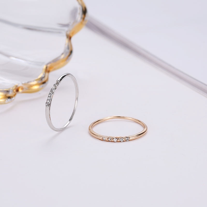 Korea sederhana lima cincin berlian bertatahkan cincin berlian elegan