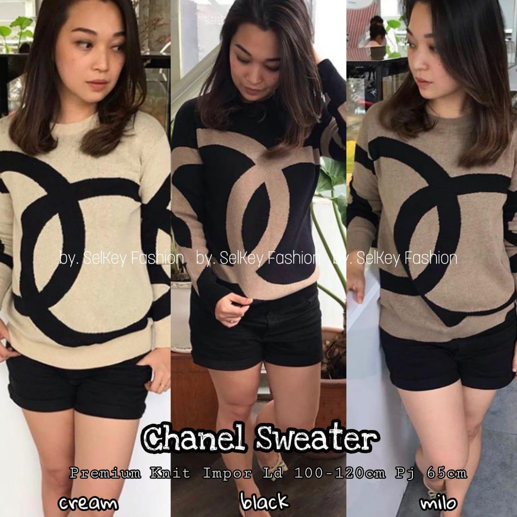 Baju Sweater Rajut Wanita Chanel Sweater