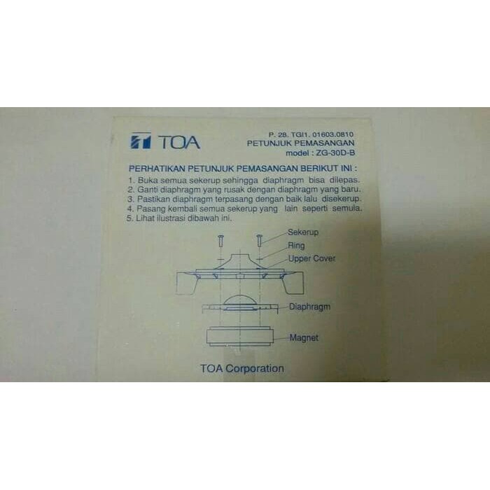 Spull / Pengeras Suara TOA ZG 30 DB / ZG-30-DB