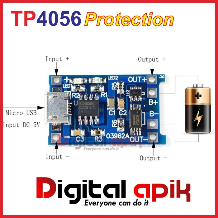 TP4056 Lithium Battery TP 4056 Board Micro USB Cas Baterai Protection