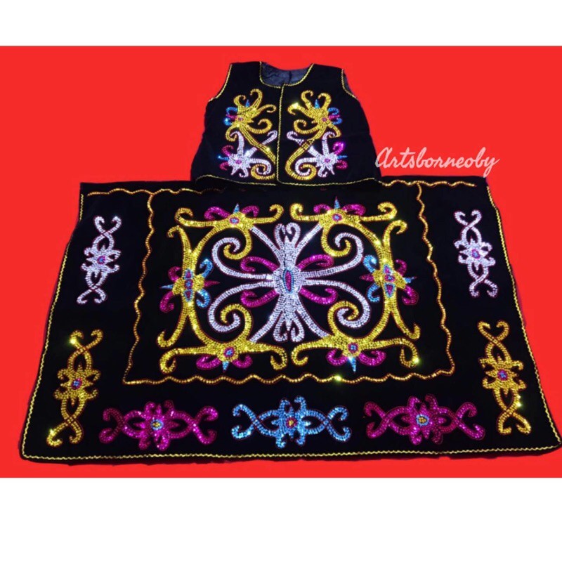 BAJU DAYAK DEWASA HITAM CEWEK