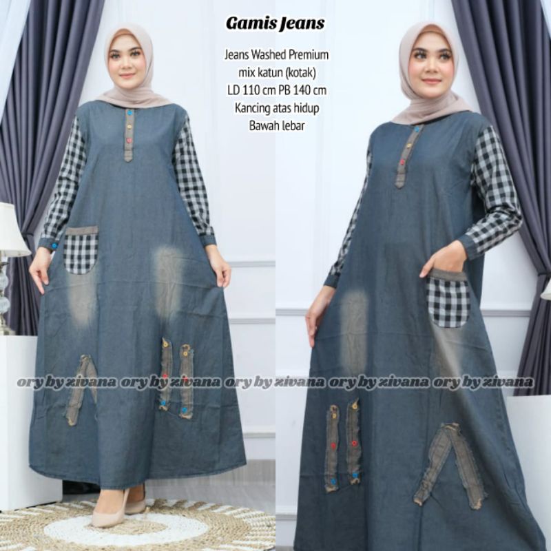 Oriana maxy/Gamis jeans LD ±110cm //JF1052