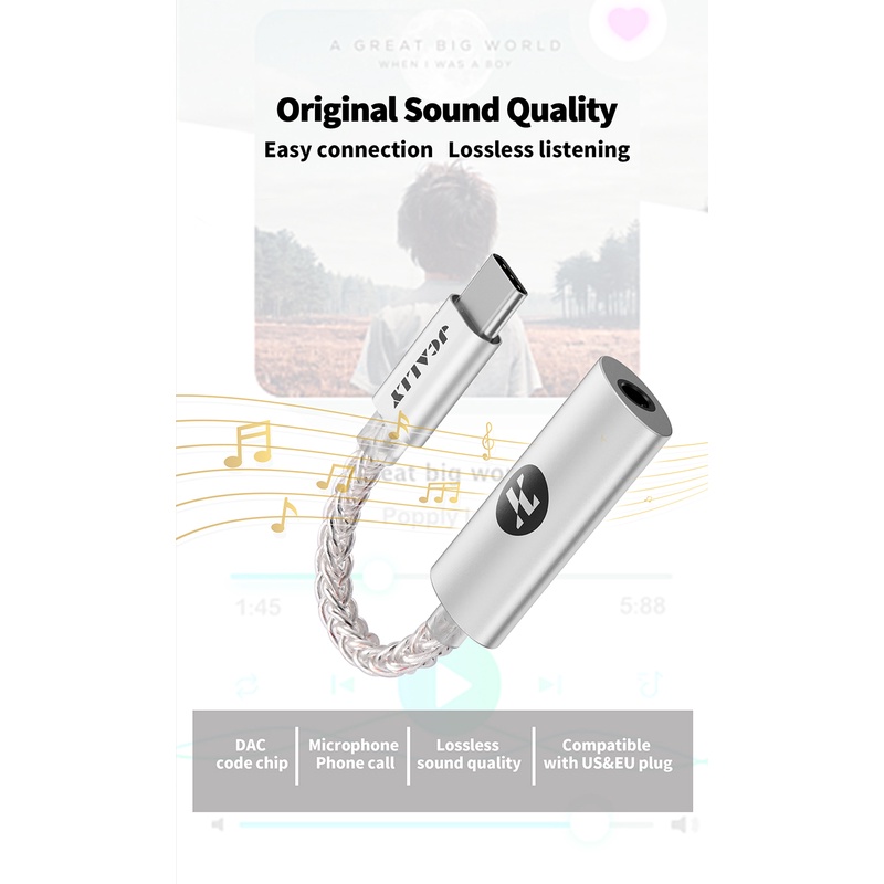 JCALLY JM7 HiRes DAC Adapter Audio CX31993 USB Type C to Jack 3.5mm alt JM6 JA04