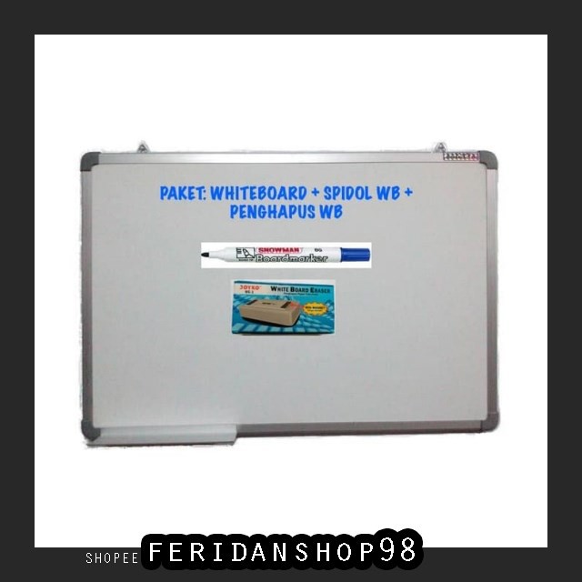 

BT423 PAKET WHITEBOARD MAGNETIC BEST SAKANA 60X90 SPIDOL WB PENGHAPUS WB BY FERIDANSHOP98