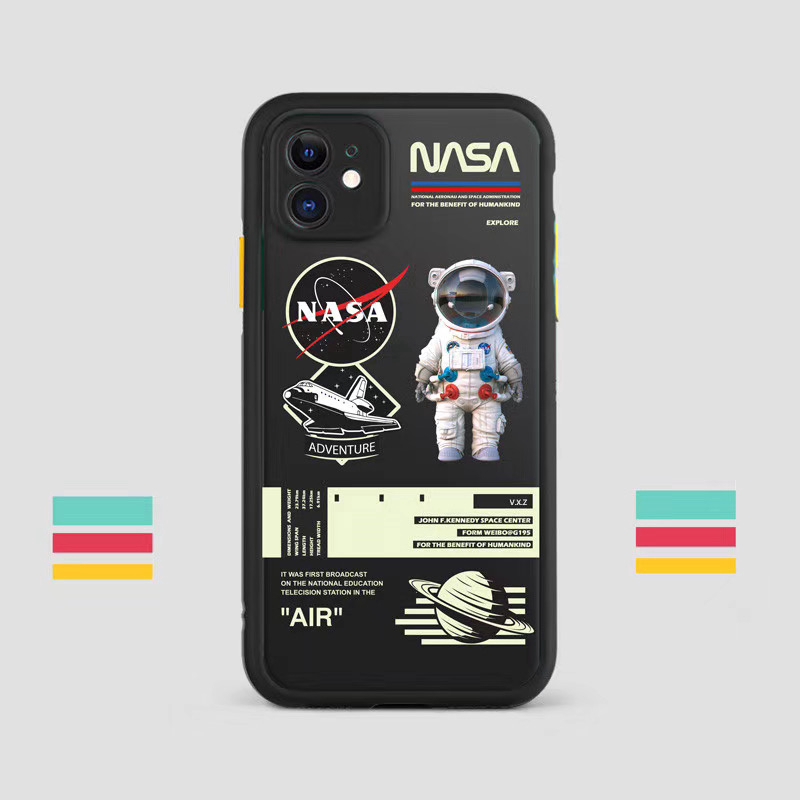 Casing Oppo Reno 5 Reno 4 F A54 A15 A15s A92 A53 2020 A3s A5 2020 A9 2020 A11 A1k A5s A11K A12 A33 2020 A7 A52 A72 A31 2020 F9 F9pro F11 Vivo Y30 Y50 Y15 Y12 Y17 Y30i Narzo20 Camera Protection Tide Brand NASA Skin Feel Phone Case-Y2（Black）