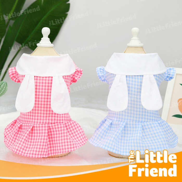 Baju Kucing Anjing Lucu Cute Kostum RABBIT EARS Plaid Skirt