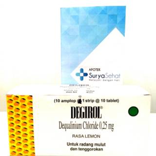 Jual Degirol 1 Strip isi 4/10 tablet Obat Radang Tenggorokan Sariawan ...