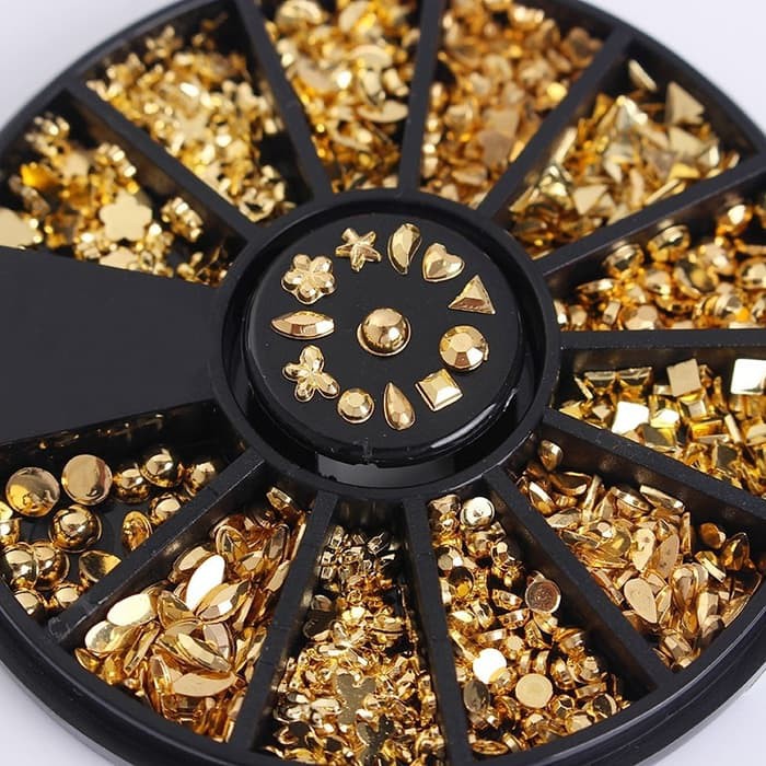 

GOLD MIX 6 Styles RHINESTONE Acrylic Nail Art DECORATION