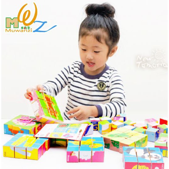 TweedyToys - Mainan Edukasi Puzzle Kayu 3D / Puzzle Kubus 6 in 1 Murah