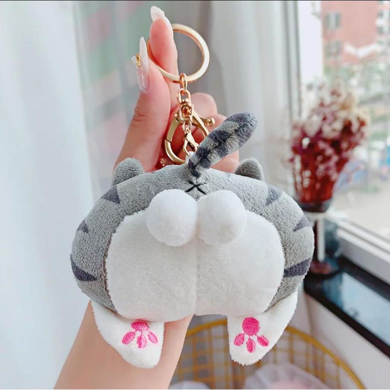 Gantungan kunci boneka pantat kucing lucu