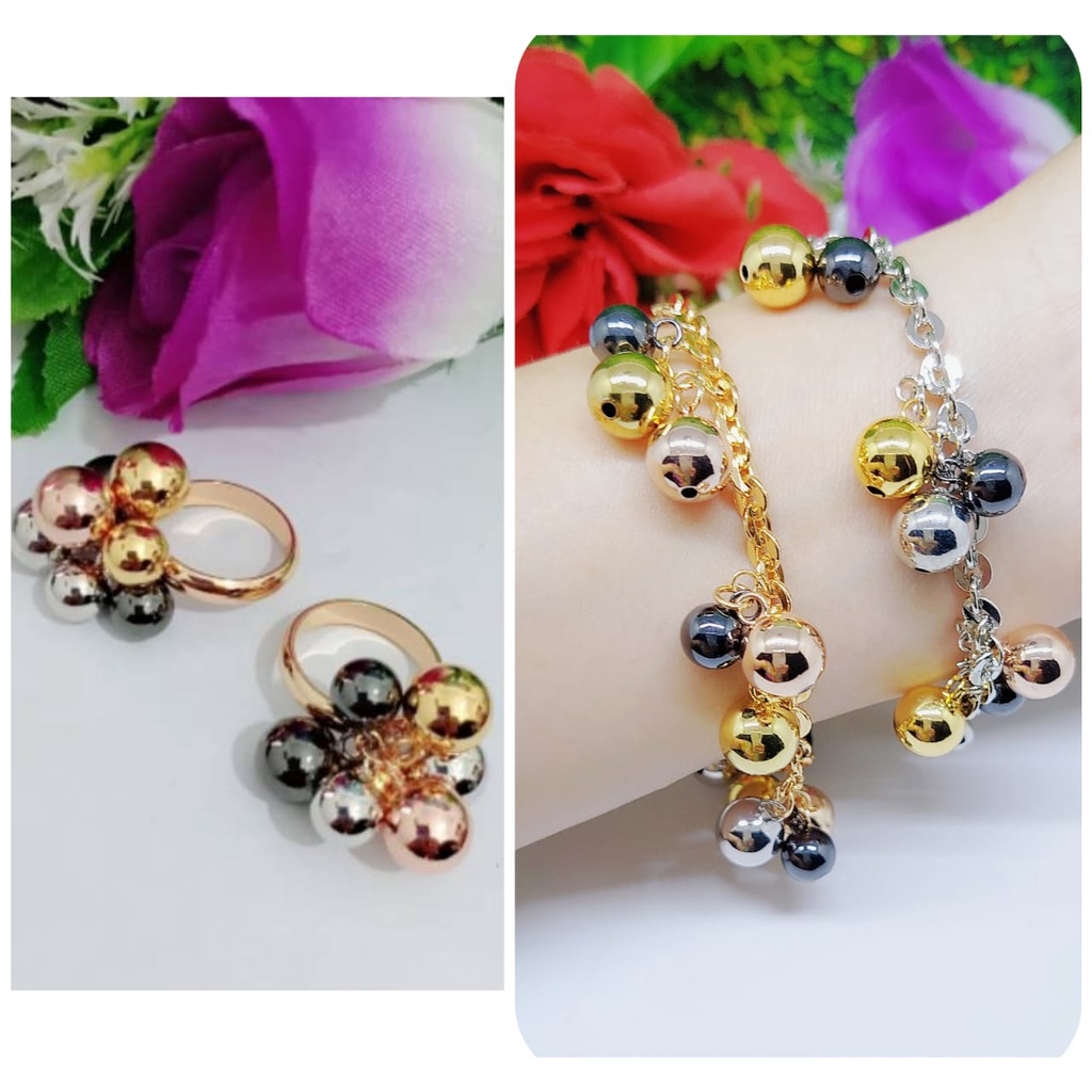 Set gelang dan cincin anggur lapis emas perhiasan xuping jewelry  0242