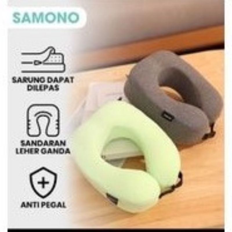 SAMONO Neckpillow Bantal Leher Travel Anti Pegal Lembut Dewasa Multifungsi