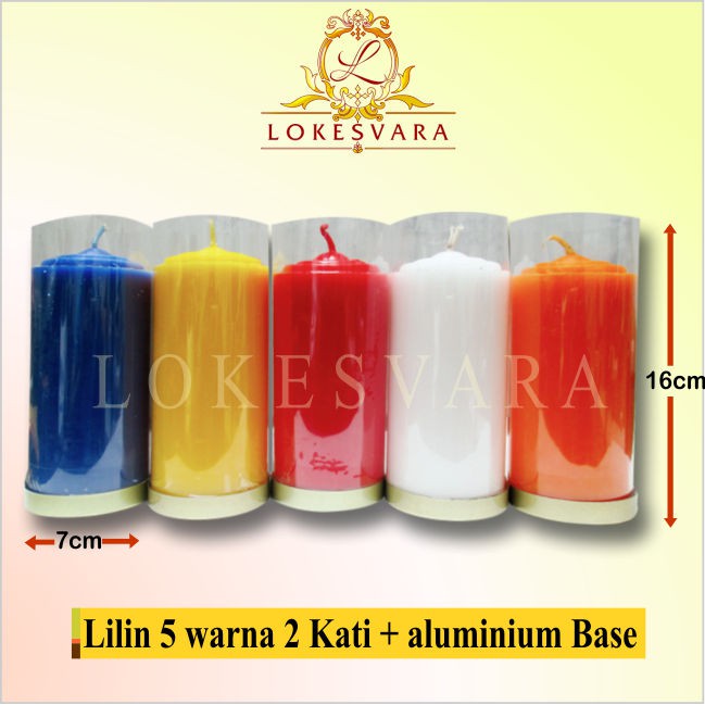 Lilin Puja Sembahyang Parafin 5 Warna 2 Kati + Alumunium Base