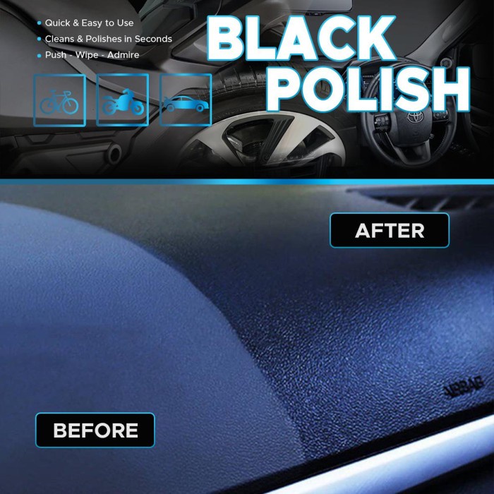 POLES BODY DASHBOARD KENDARAAN MOBIL DAN MOTOR DAILY BLACK POLISH CAIRAN PENGHITAM PERMANEN PREMIUM