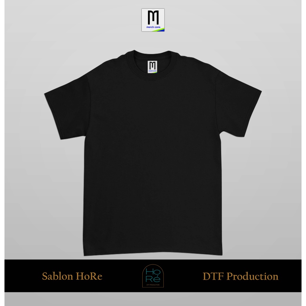 Kaos Polos Cotton Combed 24S Merchons / Merchcons Premium Warna Hitam (Tanpa Jahitan Samping) Nyaman