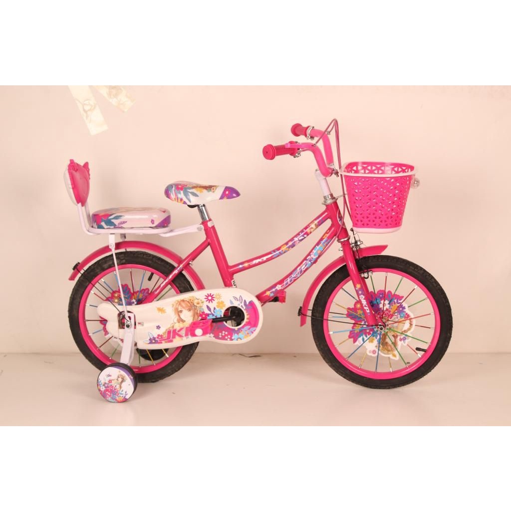 Sepeda Mini Anak Perempuan JKP Princess Bahan Chromoly Size 12 & 16 Inchi Garansi Original SNI COD-Merah