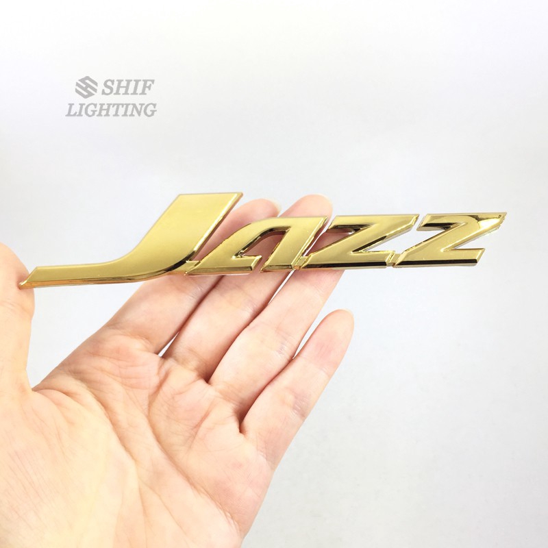 1Pc Stiker Emblem / Badge Motif Logo Jazz Bahan ABS Warna Emas untuk Bagasi Belakang Mobil