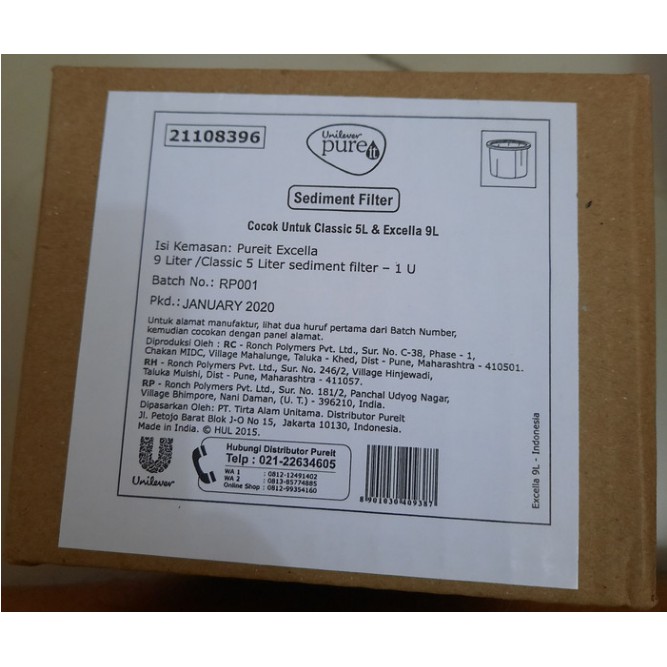 Pureit Micro fibre Mesh Classic 5Liter / Excella 9Liter saringan atas pure it 5Liter