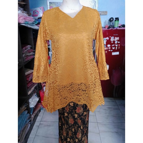 COD M-LD120 ATASAN KEBAYA BROKAT RINJANI BRIDESMAIDS KEBAYA JUMBO LD120SERAGAMAN KEBAYA WISUDA-ATASAN RINJANI-GOLD