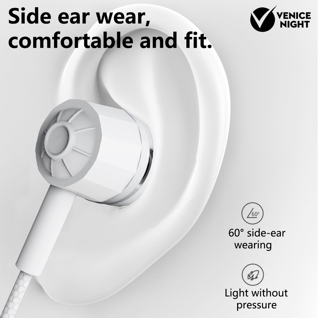 (VNEP) (Berkabel) Headset Earphone In-ear Mega Bass Ringan Ergonomis Noise canceling Dengan Mic + Jack 3.5mm