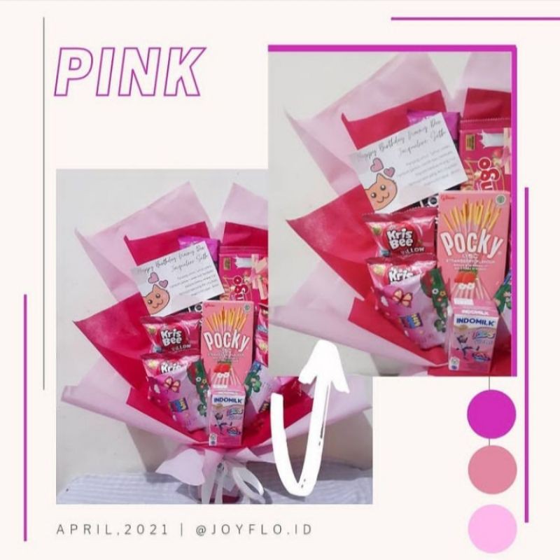 

SNACK BOUQUET/SNACK BUCKET PINK FOR ANNIVERSARY/BIRTHDAY/GRADUATION