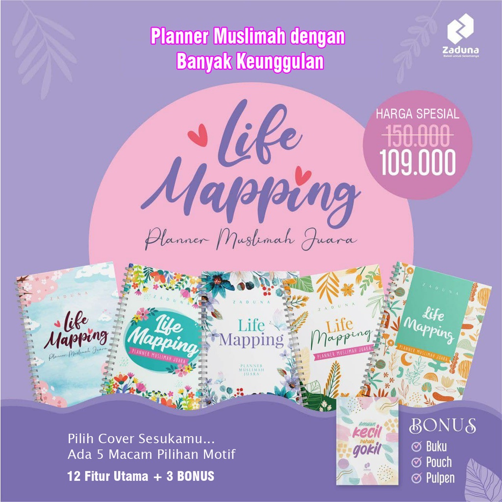 Buku Agenda Muslimah Planner Life Mapping 2023 (3 Bonus)