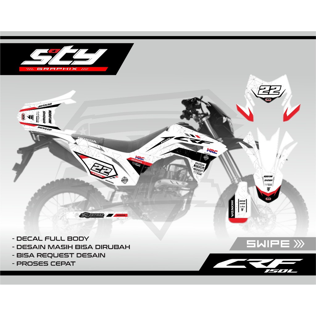 DECAL CRF 150 L PUTIH KEREN